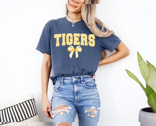 Tigers Plaid Bow