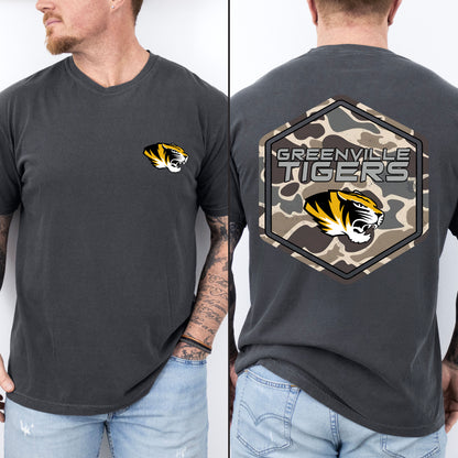 Short Sleeve Greenville Tigers Duck Camo Shirt