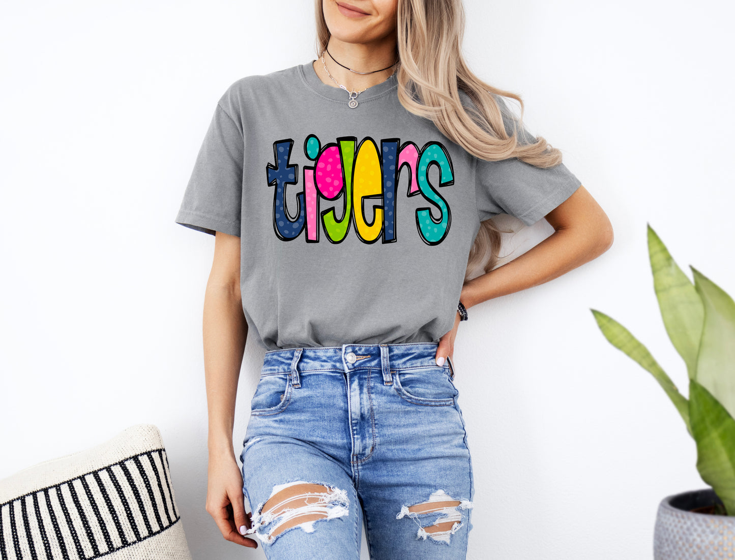 Short Sleeve Colorful Letters Shirt