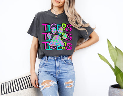 Short Sleeve Neon Tigers Paw Shirt