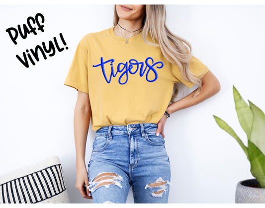 Short Sleeve Tigers Puff Vinyl Shirt